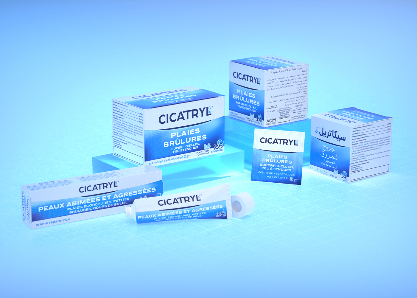 Cicatryl Bio - Création de l'identité de marque et du design packaging pour la gamme Plaies Brûlures