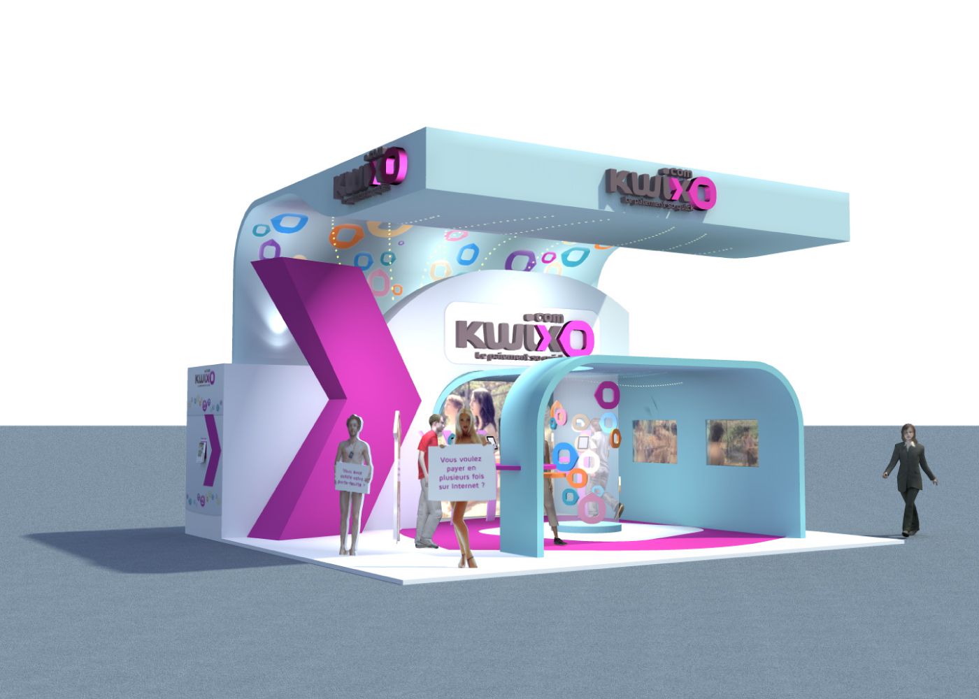 Kwixo : Stand modulable B2B et B2C - Version courte - Vue en perspective