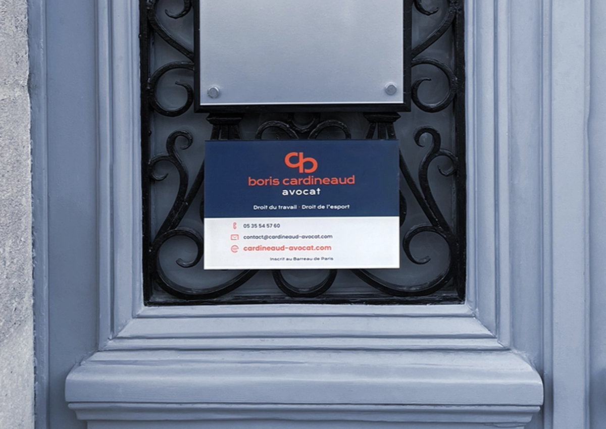 Boris Cardineaud Avocat - Création graphique de la plaque de porte professionnelle
