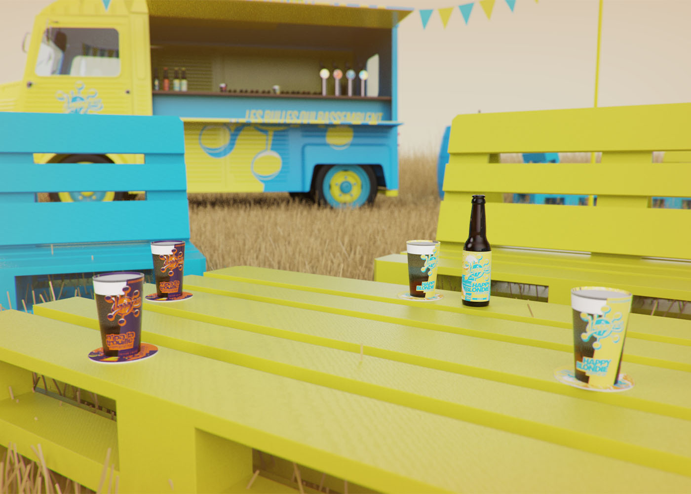 Création graphique des ecopcups personnalisés pour la brasserie Hoppyness