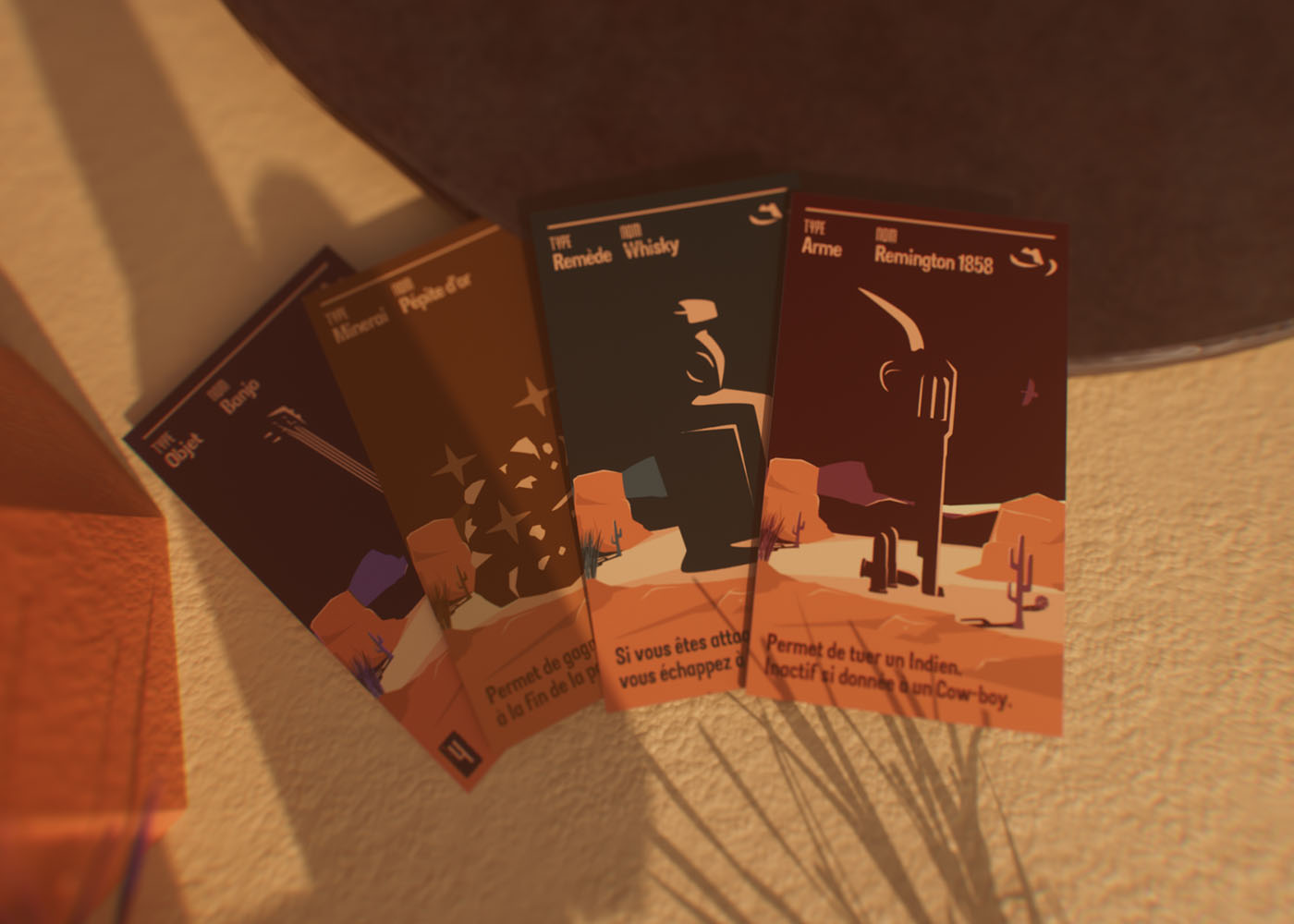 Zoom sur les illustrations des cartes des cowboys
