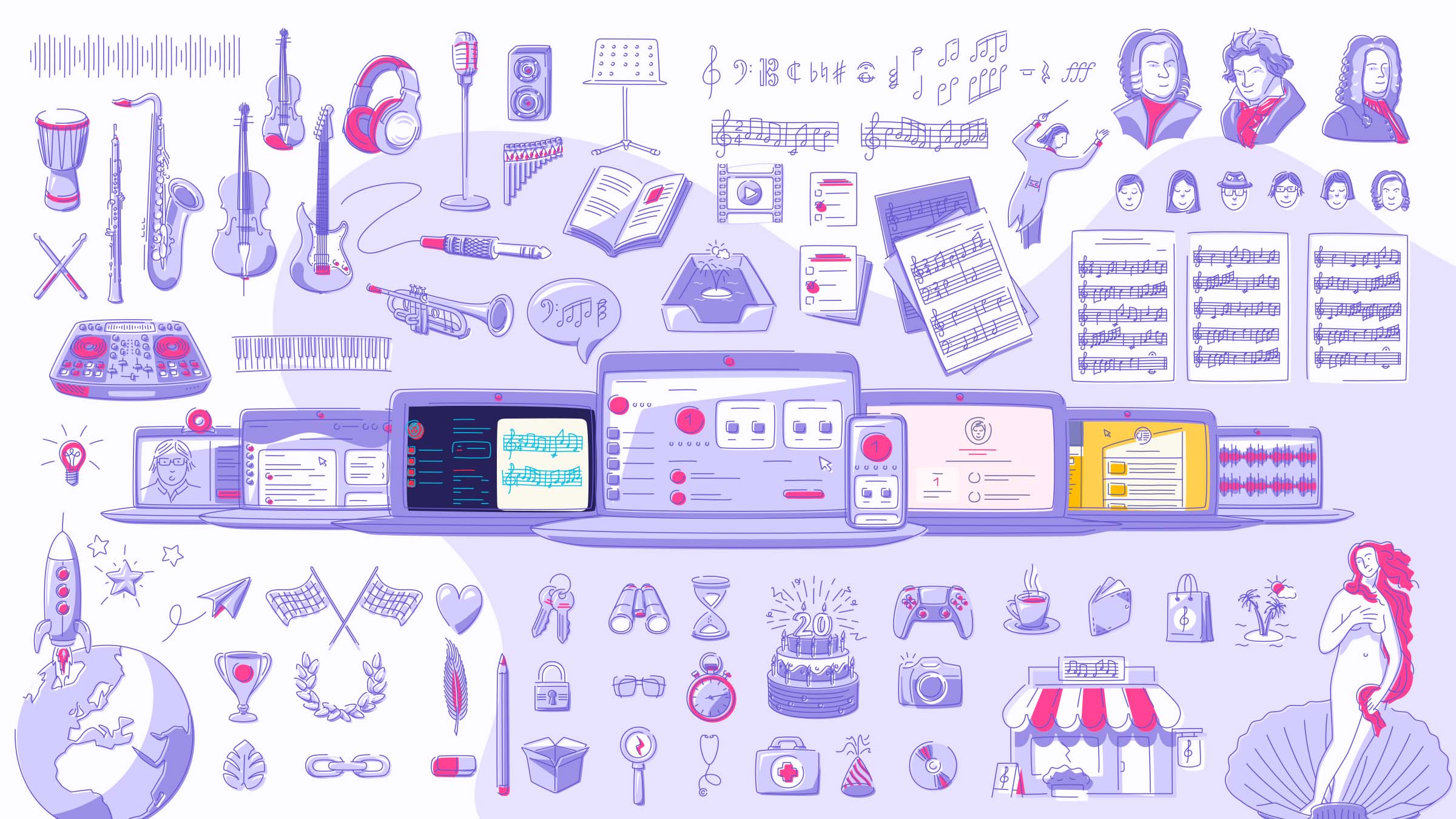 Polyphonies - Création des illustrations pour l'identité de marque