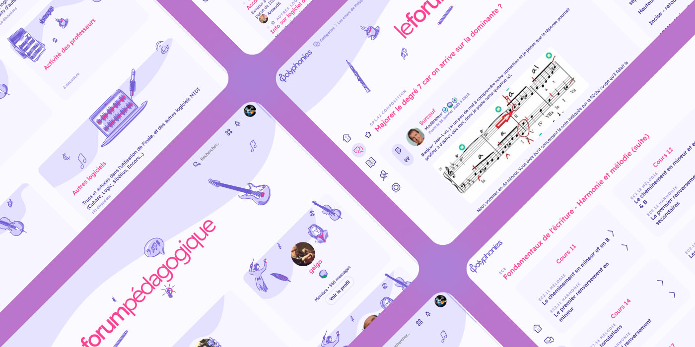 Le Forum Pédagogique de Polyphonies, plusieurs écrans de l'interface simple et moderne