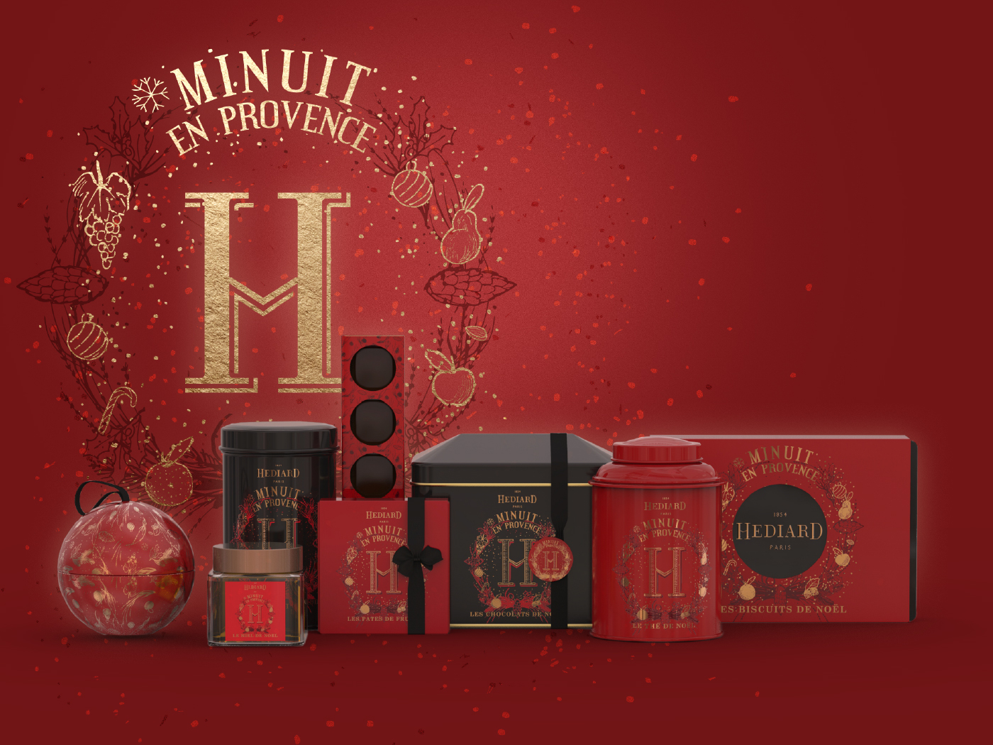 Hediard Minuit en Provence - Illustration pour gamme de Noël en édition limitée