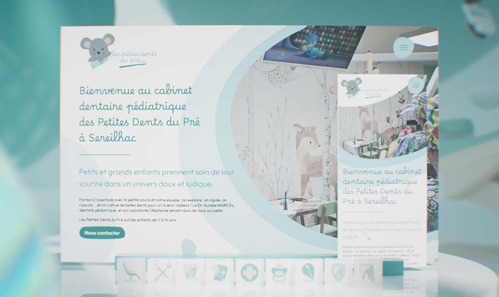 Les Petites Dents du Pré - Web design & intégration pour un cabinet dentaire pédiatrique